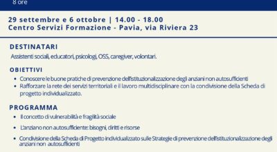 SOSTEGNO ALLE PERSONE VULNERABILI E PREVENZIONE DELL’ISTITUZIONALIZZAZIONE DEGLI ANZIANI NON AUTOSUFFICIENTI